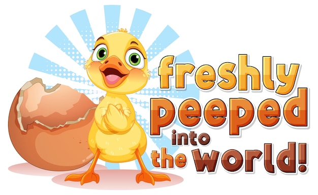 Free vector little duckling hatching the egg text icon