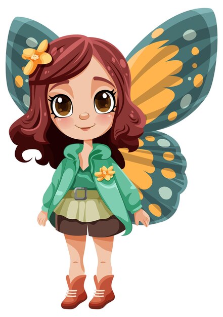 Маленькая фея с крыльями бабочки