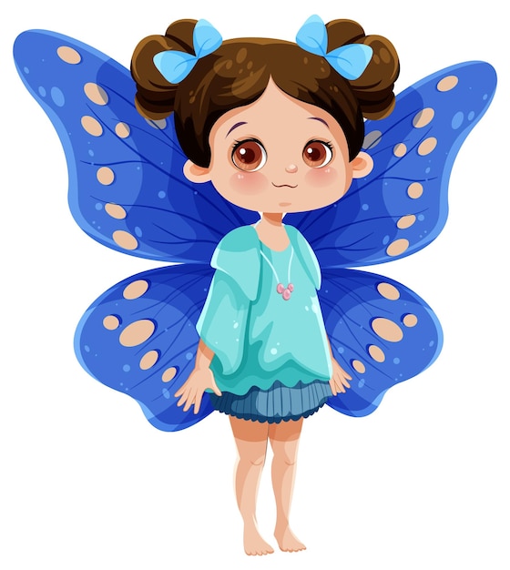 Free vector little fairy with butterfly wings