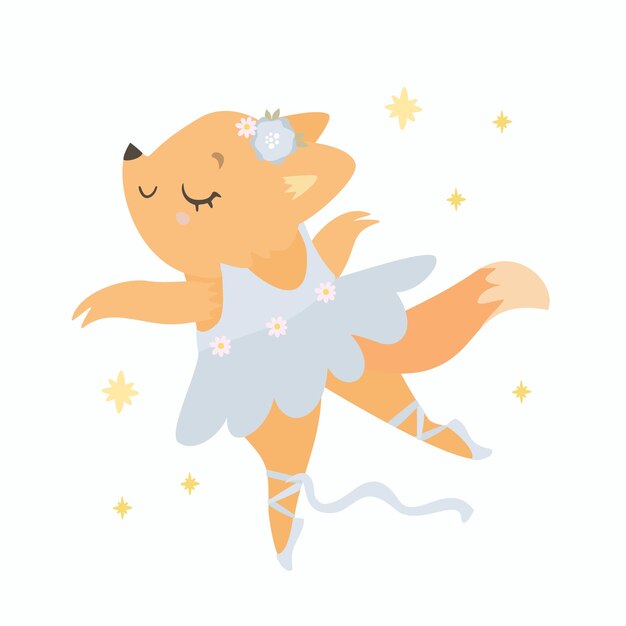 Little fox dressed as a ballerina