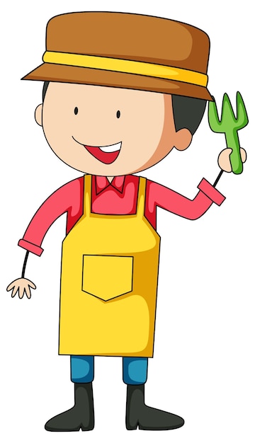 Little gardener doodle cartoon character