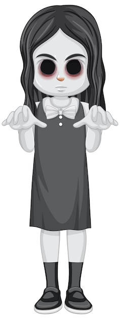 Free vector little ghost girl with black eyes