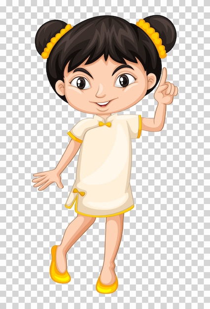 Free vector little girl in chinese costume