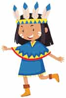 Free vector little girl dressed as native american indian