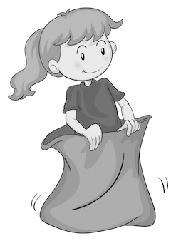 Little girl jumping in a sack