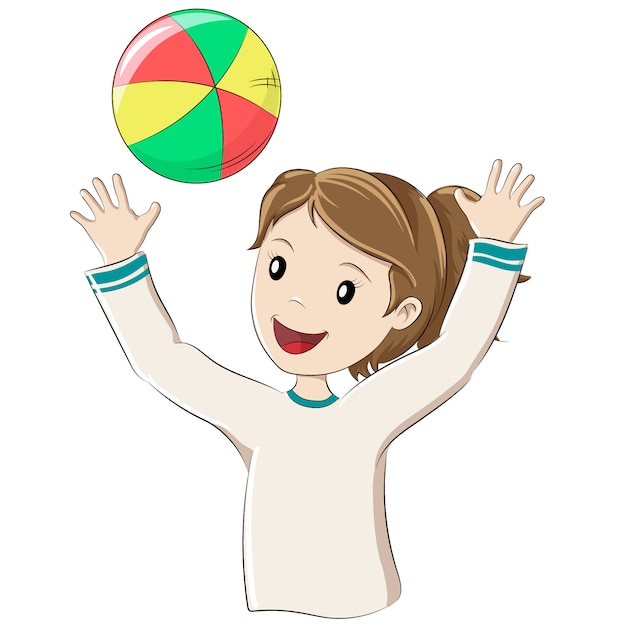 Premium Vector | Little girl throwing a ball