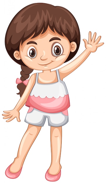 Free vector little girl waving hand hello