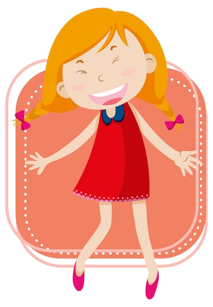 Free vector little girl on white background