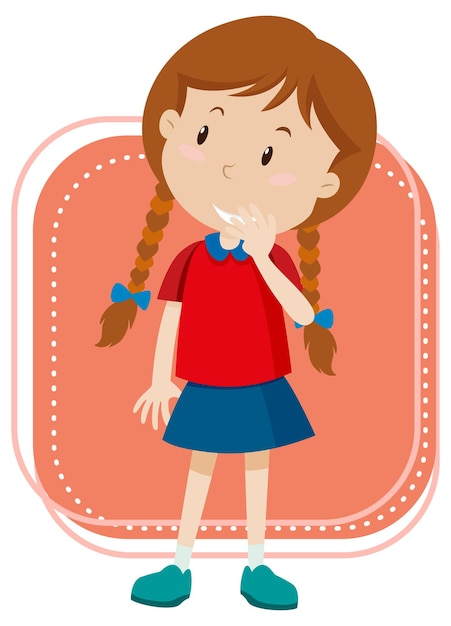 Free vector little girl on white background