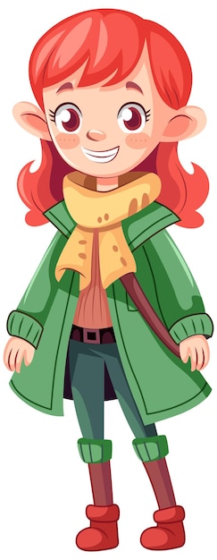 Free vector little girl in winter outfit cartoon character