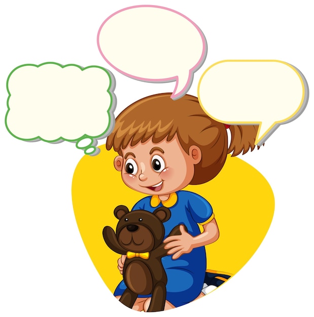 Little girl with speech bubbles