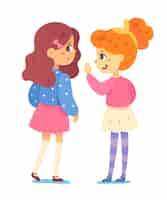 Free vector little girls talking happy cute kids standing during break smiling education children friendship