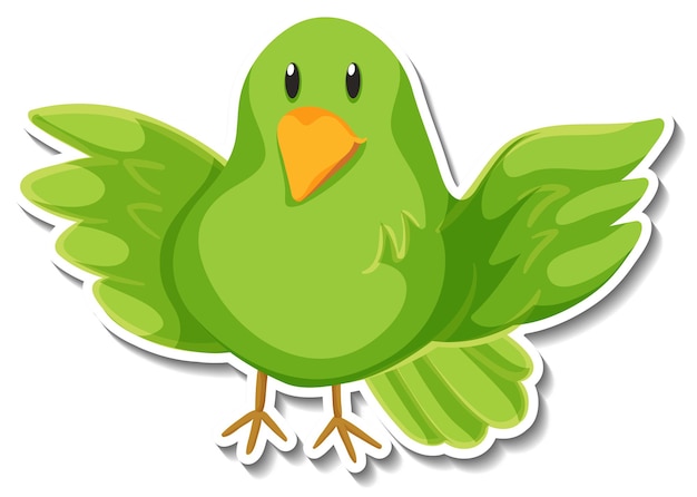 Free vector little green bird animal cartoon sticker