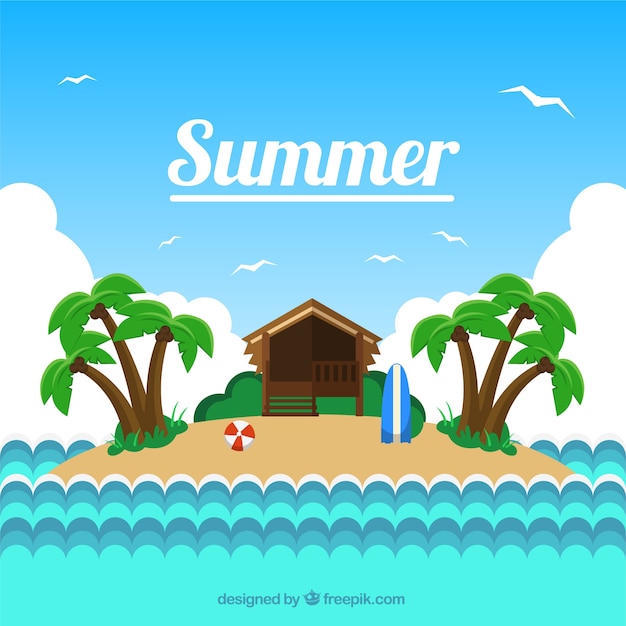 Free vector little island background in summertime