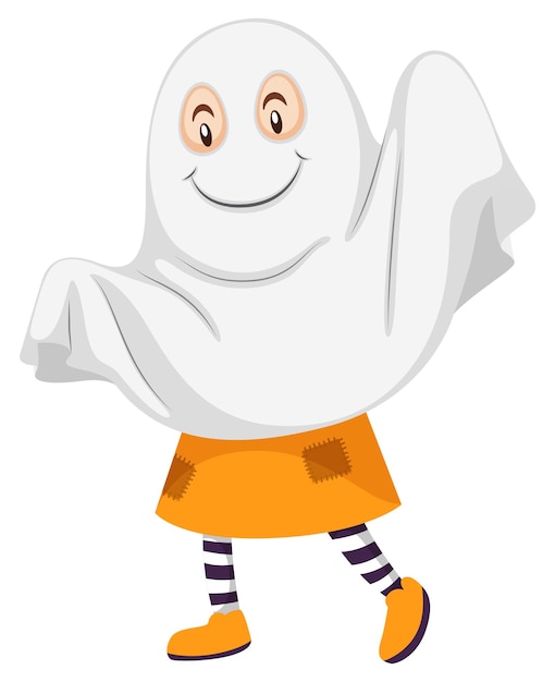 Free vector little kid in ghost costume