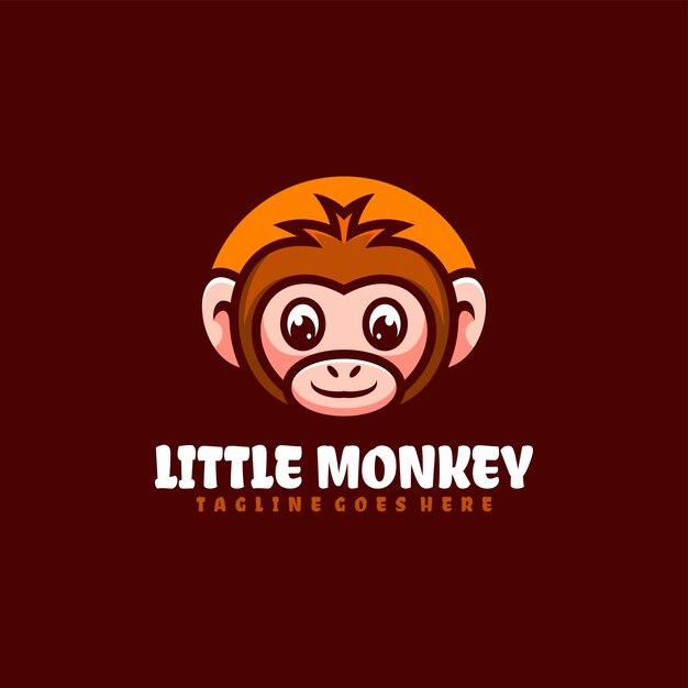 Дизайн логотипа талисмана маленькой обезьянки