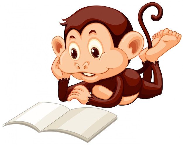 Little monkey reading a book