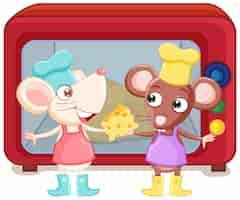 Free vector little rat chef cooking food