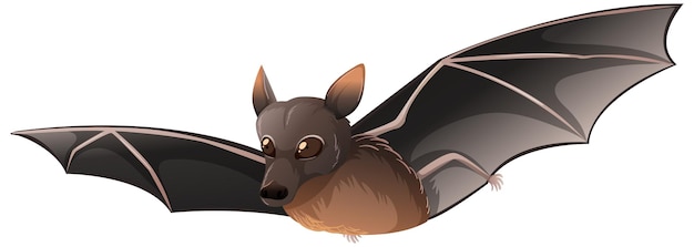 Little red bat in cartoon style on white background