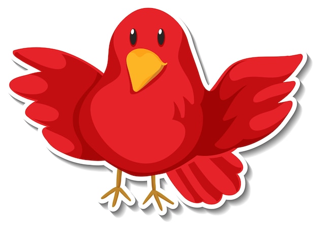 Free vector little red bird animal cartoon sticker