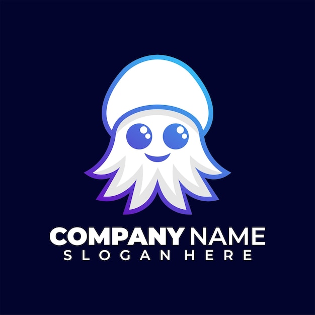 Little squid logo lineart vector design