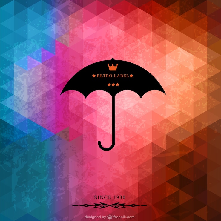 मुफ़्त वेक्टर little triangles background with black umbrella