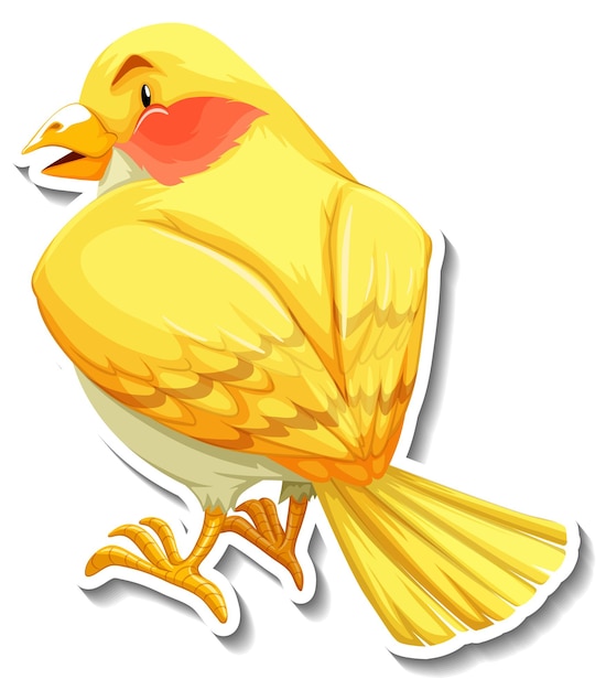 Vettore gratuito adesivo cartone animato uccellino giallo