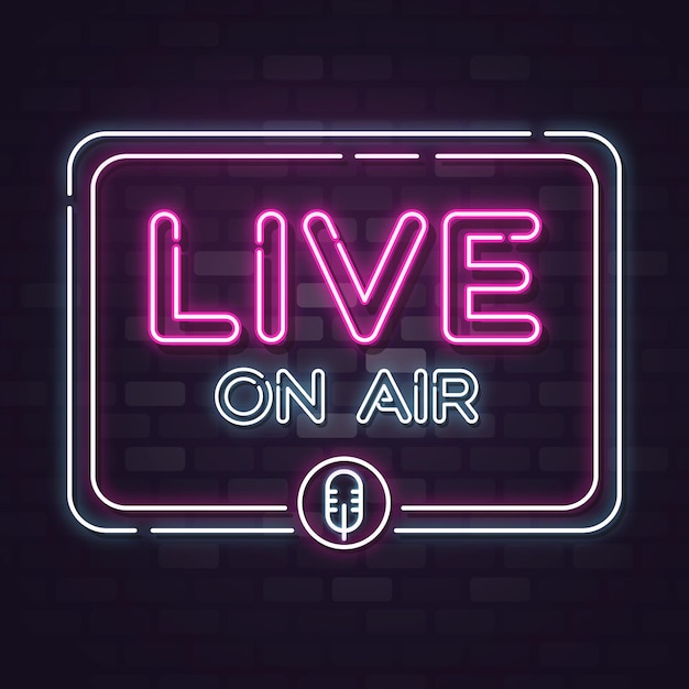 Free vector live on air neon sign