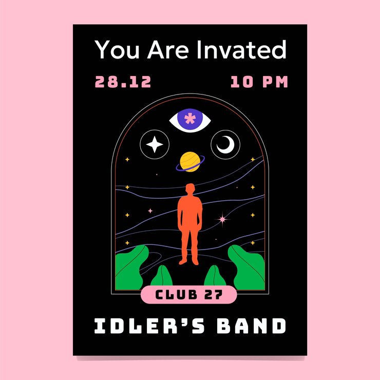 Free Vector live concert  invitation template