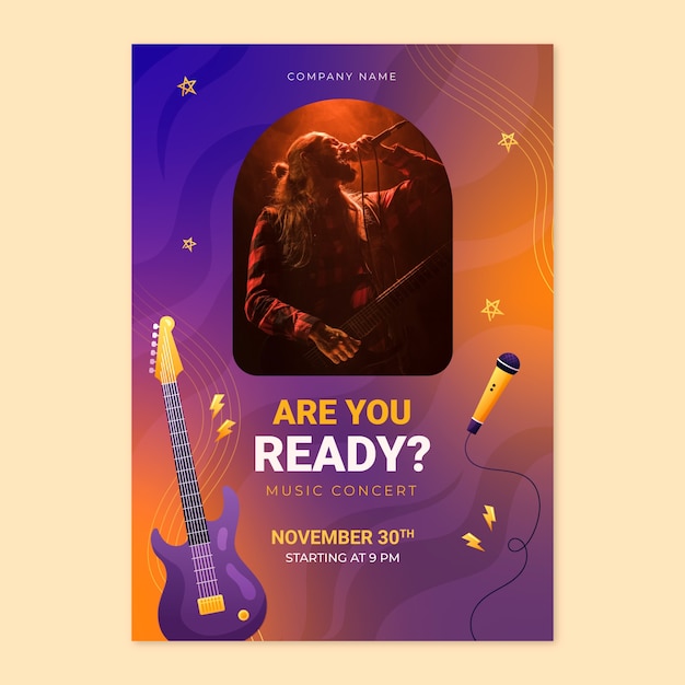 Free vector live concert  invitation template