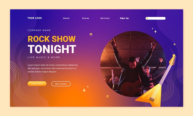 Free vector live concert  landing page template