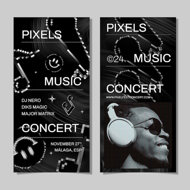 Free vector live concert  vertical banner template