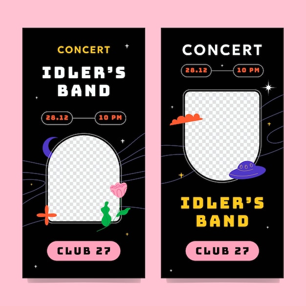 Free vector live concert  vertical banner template