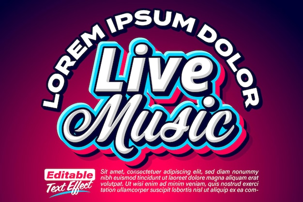 Live music 3d bold stylized text effect