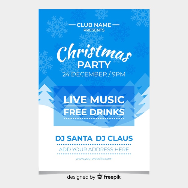 Free vector live music christmas party poster