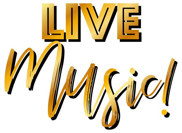 Live Music gold hand drawn font design