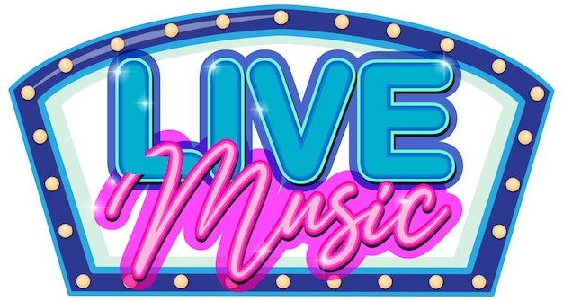 Free vector live music logo design with neon hand drawn font