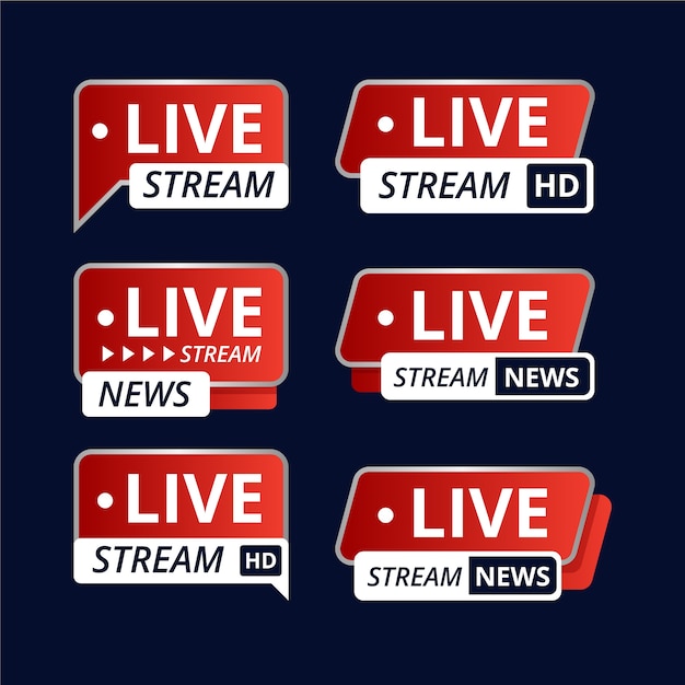 Raccolta di banner di notizie in diretta streaming