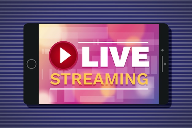 Free vector live stream concept on tablet