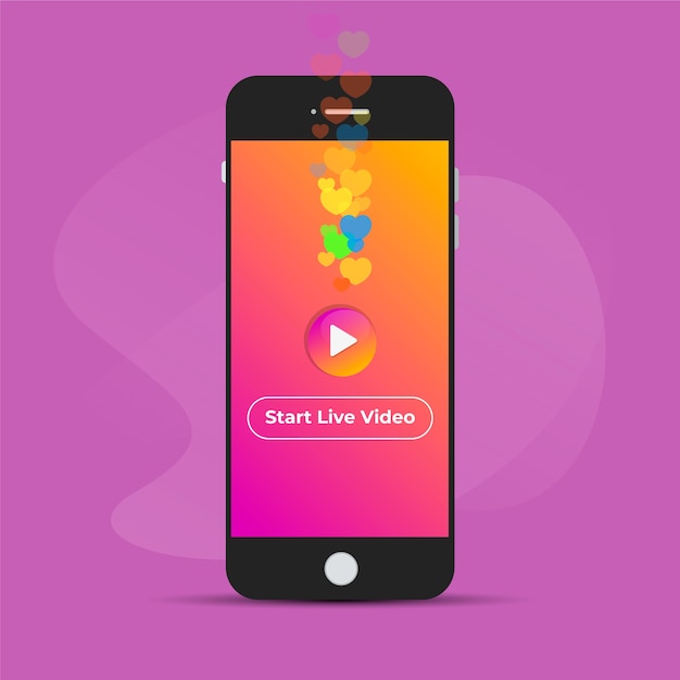 Free vector live stream illustration concept with smartphone