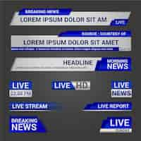 Free vector live stream news banners concept