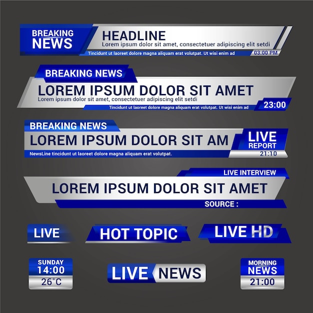 無料ベクター ライブストリームニュースバナーデザイン