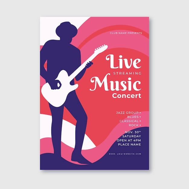 Free vector live streaming music concert poster