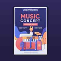 Free vector live streaming music concert poster