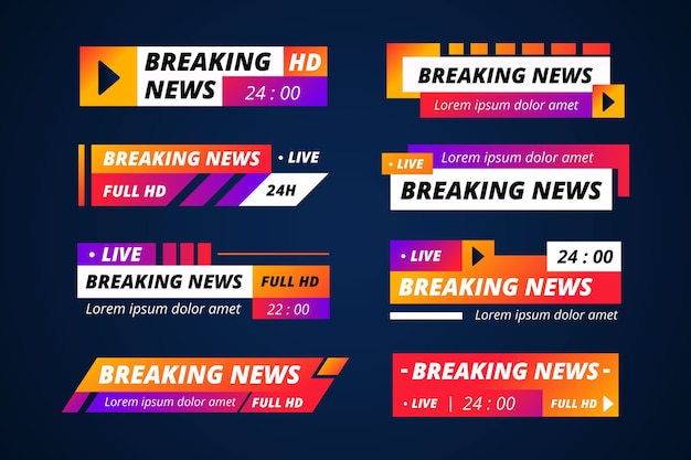 Free vector live streaming news banners collection