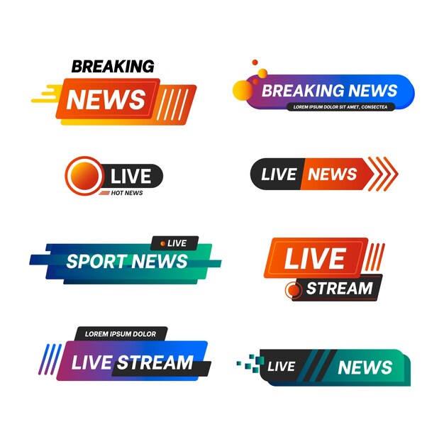 Live streams news banners set