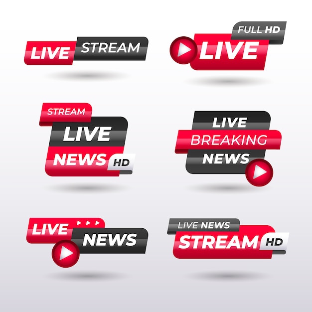 Free vector live streams news banners