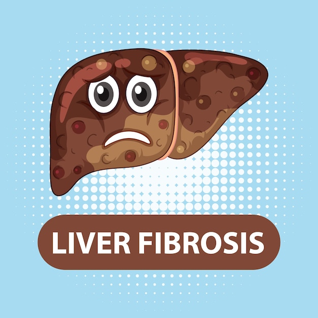 Liver fibrosis cartoon character