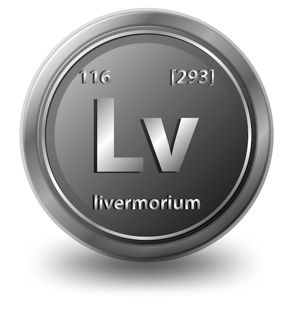 Livermorium chemical element. chemical symbol with atomic number and atomic mass.