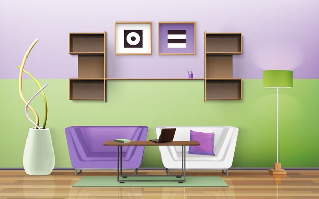 Бесплатное векторное изображение Дизайн гостиной